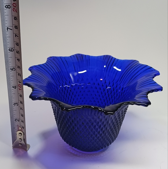 Vintage Cobalt Blue Flower Candle Holder, Blue Decor, Flower Cobalt Blue Votive - Picture 5 of 5